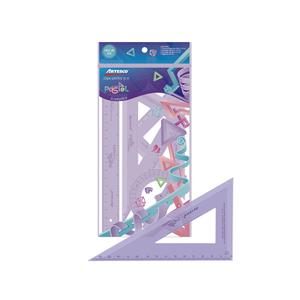 JUEGO DE ESCUADRAS ARTESCO PASTEL X 20 CM