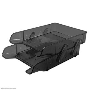 BANDEJA PORTA PAPEL ARTESCO PREMIUM 2 PISOS NEGRO