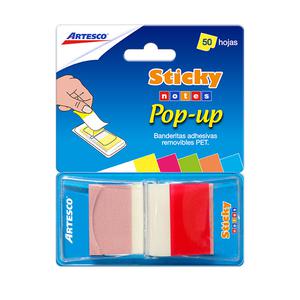 BANDERITAS ADHESIVAS ARTESCO POP UP ROJO NEÓN 50 HOJAS