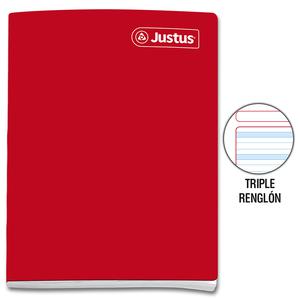 CUADERNO TRIPLE RENGLÓN CON SOMBRA DELUXE JUSTUS A4 ROJO 80 HOJAS