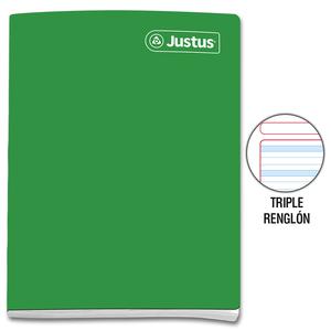 CUADERNO TRIPLE RENGLÓN CON SOMBRA DELUXE JUSTUS A4 VERDE 80 HOJAS