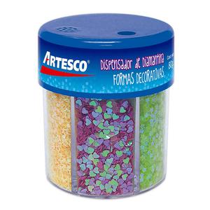 DISPENSADOR DE DIAMANTINA ARTESCO FORMAS DECORATIVAS X 6 UND