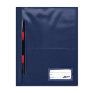 FOLDER ARTESCO A4 AZUL OSCURO TAPA TRANSPARENTE CON GUSANO