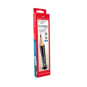 LÁPIZ 2B GRAFITO FABER CASTELL TITAN CON BORRADOR CAJA X 12 UND