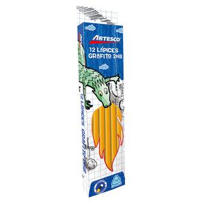 LÁPIZ 2HB AMARILLO ARTESCO CON BORRADOR CAJA X 12 UND
