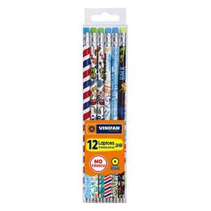 LÁPIZ 2HB VINIFAN TRENDY BOYS CON BORRADOR CAJA X 12 UND