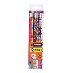 LÁPIZ 2HB VINIFAN TRENDY GIRLS CON BORRADOR CAJA X 12 UND