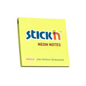 NOTAS ADHESIVAS STICK'N NOTES 76 X 76 MM AMARILLO NEÓN 100 HOJAS