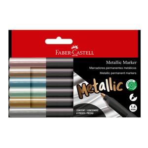 PLUMÓN INDELEBLE DELGADO FABER CASTELL METÁLICO PUNTA MEDIANA X 6 UND