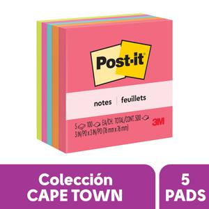 NOTAS ADHESIVAS 3M POST-IT 76 X 76 MM MULTICOLOR 500 HOJAS