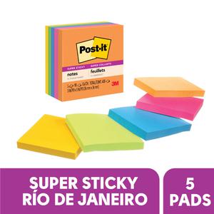 NOTAS ADHESIVAS 3M POST-IT SUPER STICKY 76 X 76 MM MULTICOLOR 450 HOJAS
