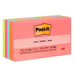 NOTAS ADHESIVAS 3M POST-IT 76 X 127 MM MULTICOLOR 500 HOJAS